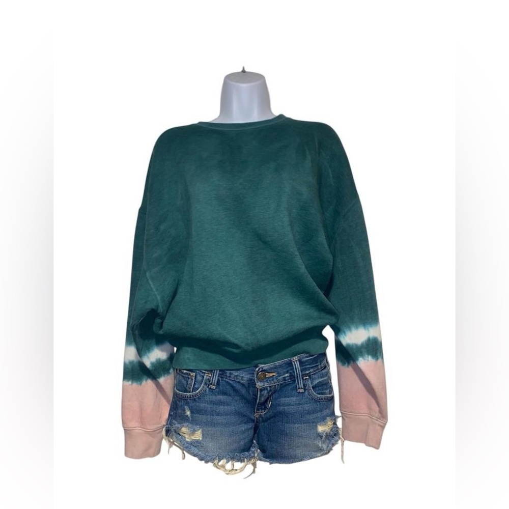 VS PINK Green and pink tie dye oversized crewneck